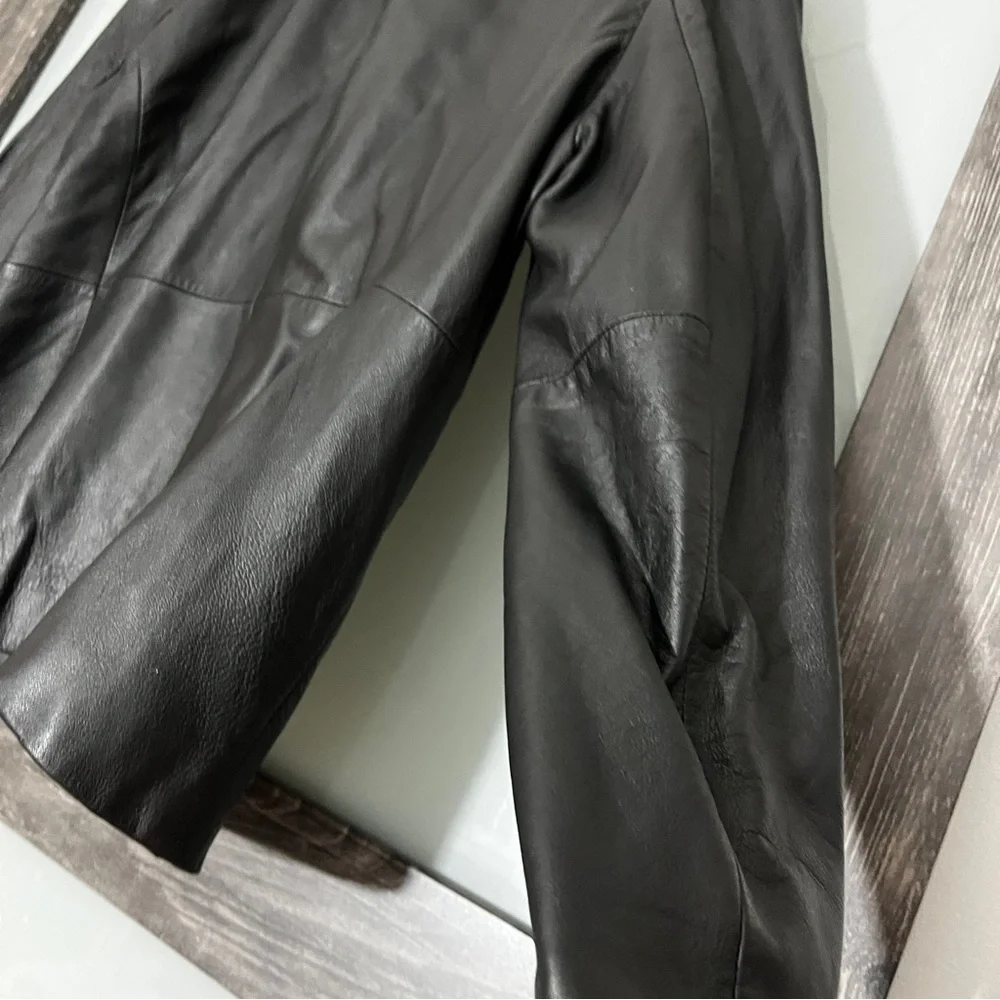 Valerie Stevens Sleek 100% Lamb Black Leather Jacket Classic Soft Medium - Picture 4 of 8